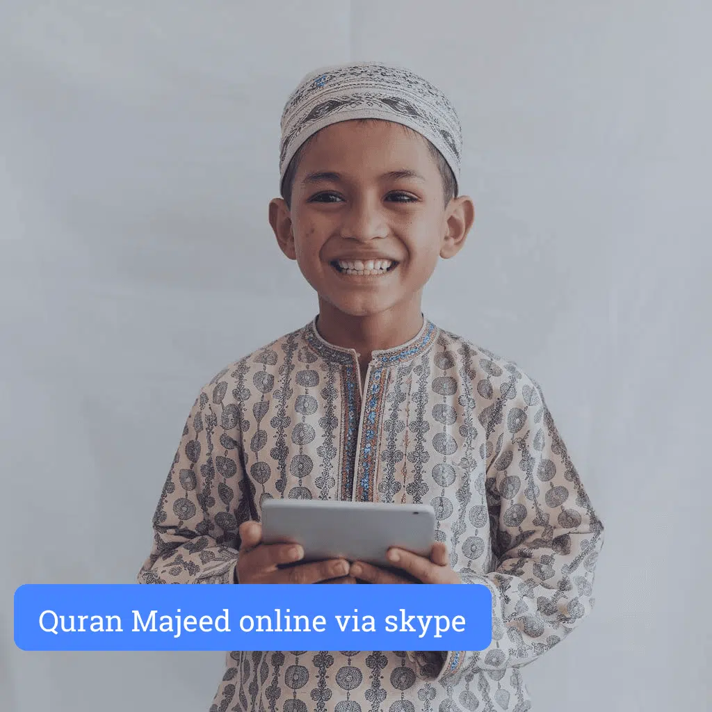 boy attending quran majeed class via skype