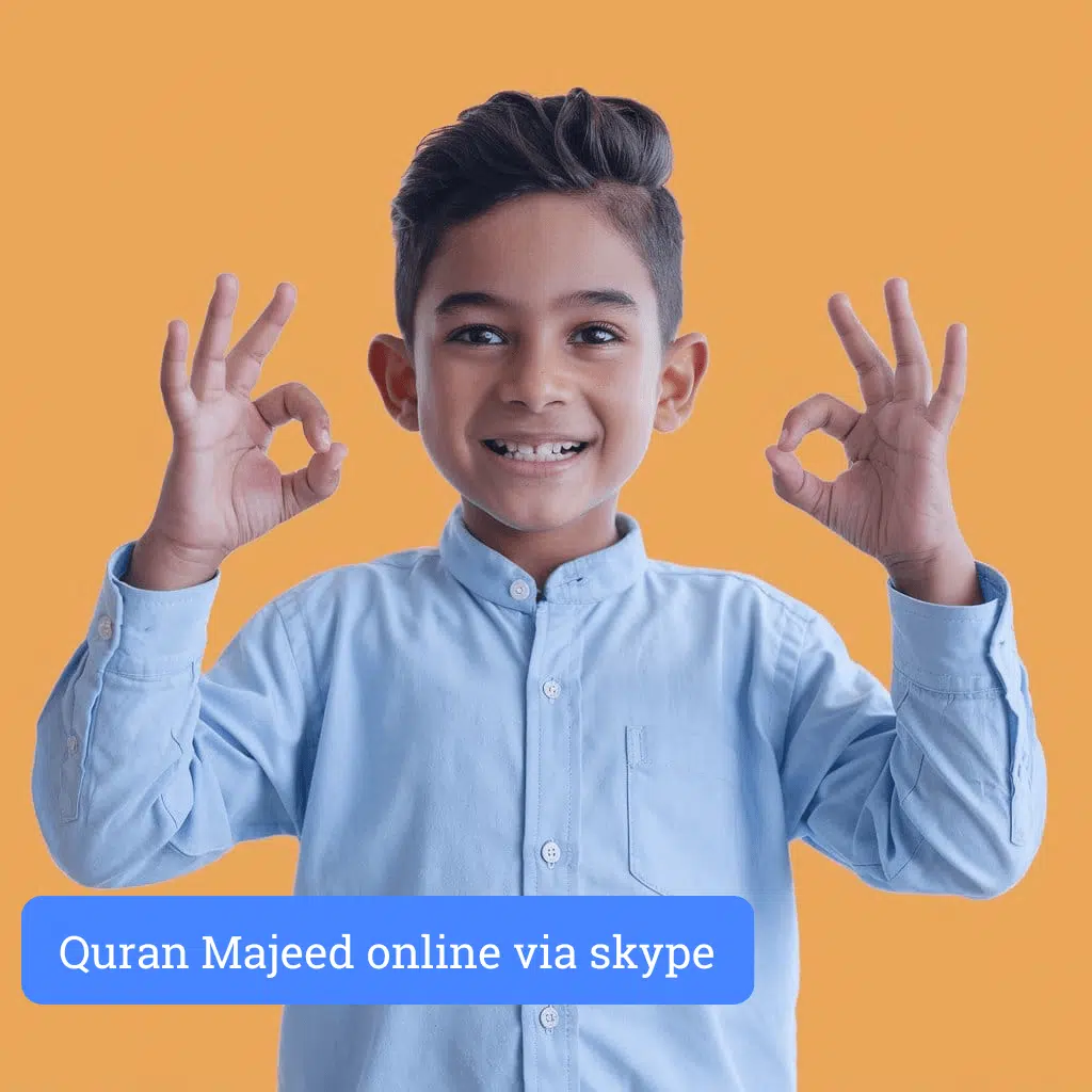 child practicing quran majeed online via skype