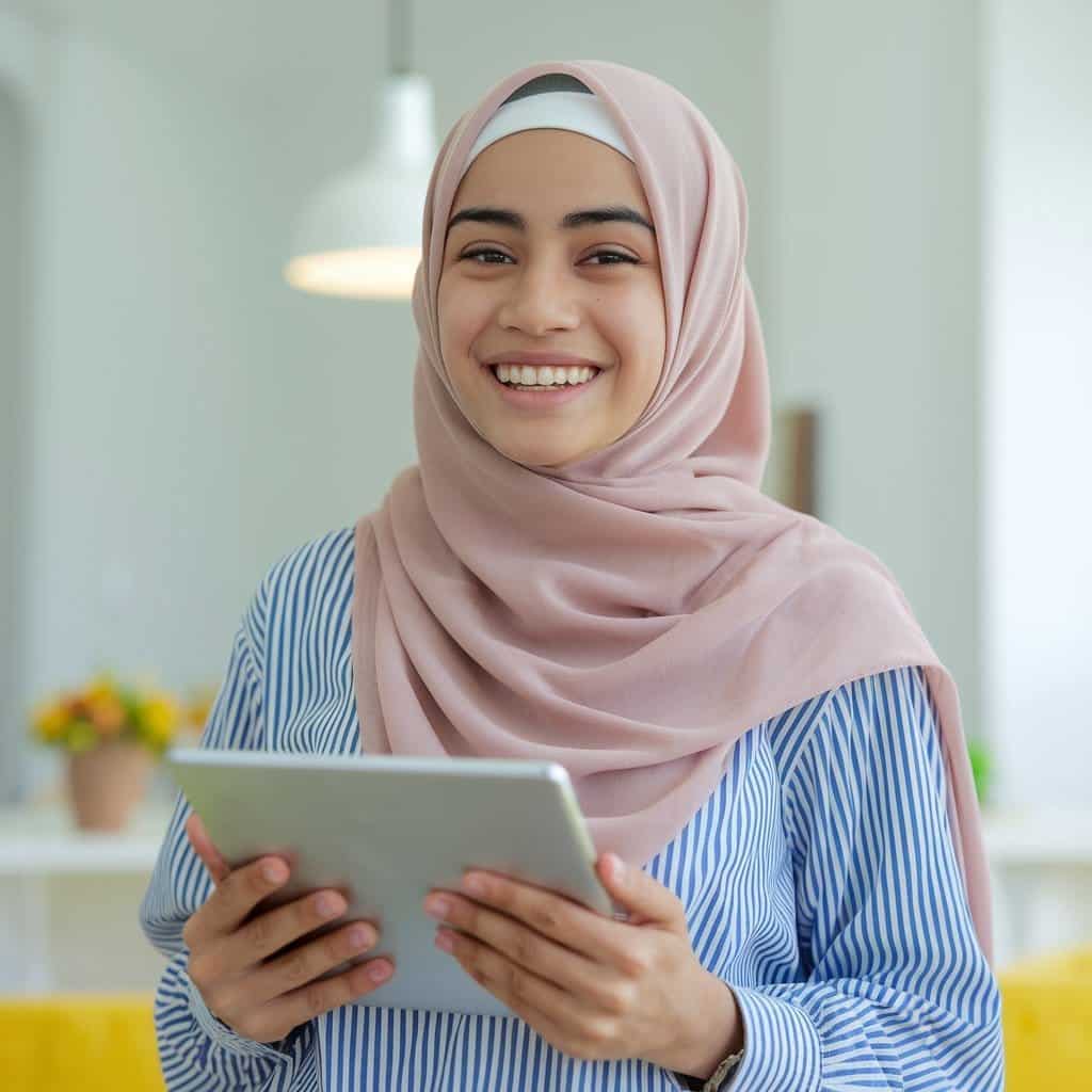 girl improving quran recitation with online tuition
