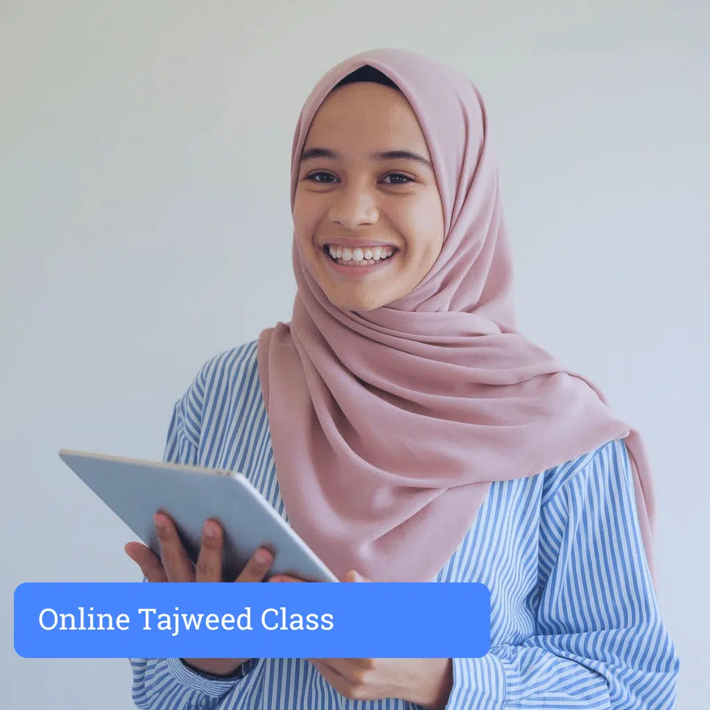 girl learning tajweed rules in online class