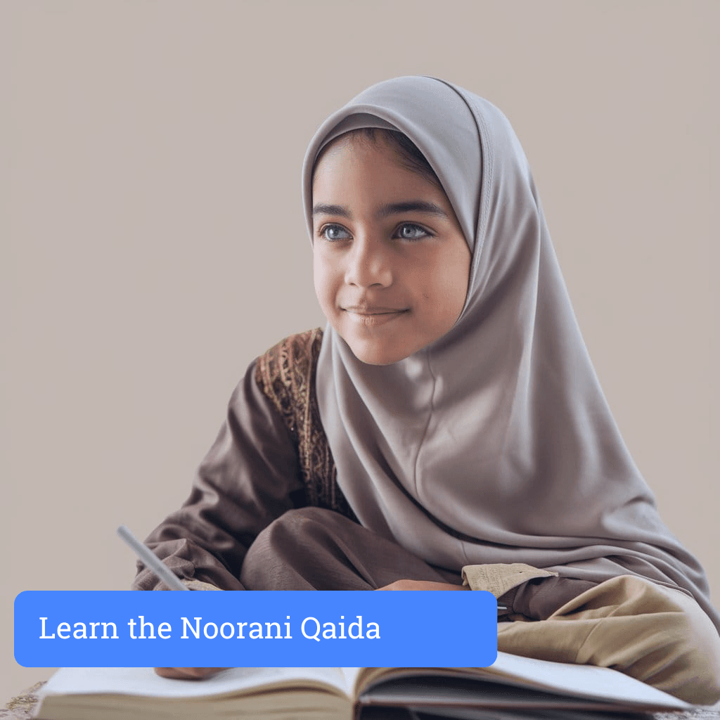 girl reading noorani qaida for quran learning