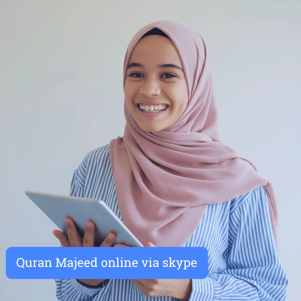 kid having interactive quran majeed session via skype