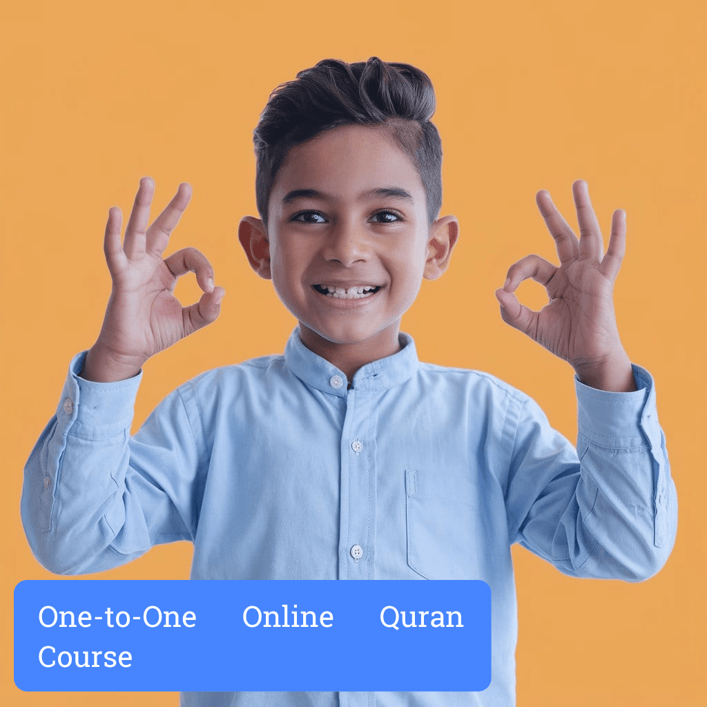 young boy studying quran in one-to-one online session